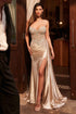 Ladivine CM377 Dress Satin Micro Crystal Fitted Beaded Prom Gown by DiscountDressShop