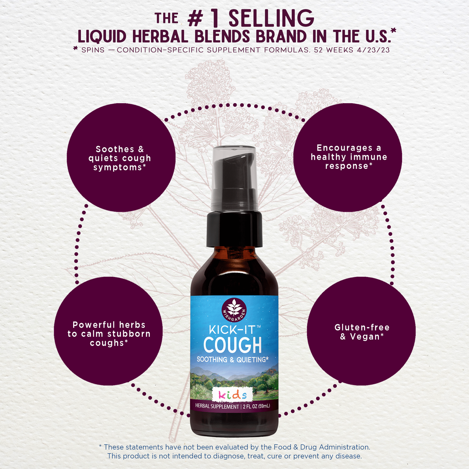 Kick-It Cough, Soothing &amp; Quieting For Kids by WishGarden Herbs