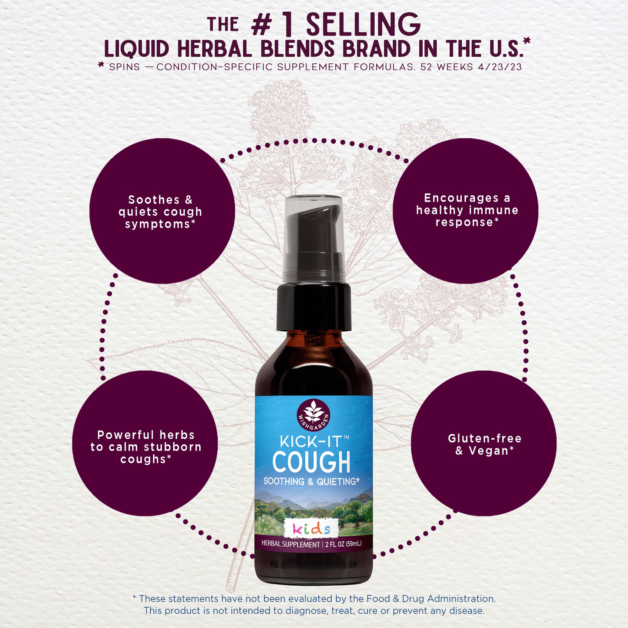 Kick-It Cough, Soothing &amp; Quieting For Kids by WishGarden Herbs