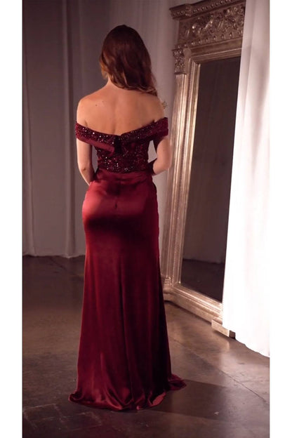 Ladivine CR877 Dress Off the Shoulder Sequin Bodice Formal Gown by DiscountDressShop