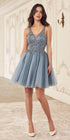 Ladivine CY022 Beaded A-Line Layered Tulle Short Homecoming Dress by DiscountDressShop