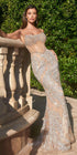 Ladivine CZ0025 Long Fitted Strapless Fully Embellished Crystal Nude Dress by DiscountDressShop