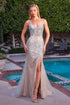 Ladivine CZ2408 Fitted Evening Gown Sweetheart Neck Leg Slit by DiscountDressShop