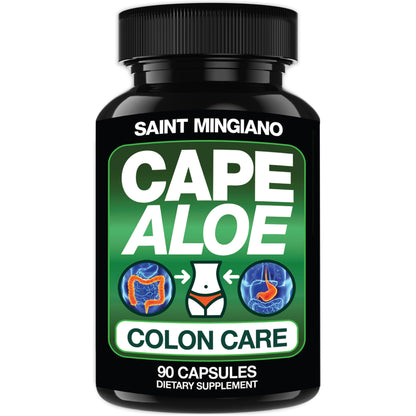 Cape Aloe Colon Cleanse, Detox &amp; Flush - 90 Capsules. Gentle Constipation Relief by Saint Mingiano - Supplements &amp; Wellness Dedicated to Holistic Health