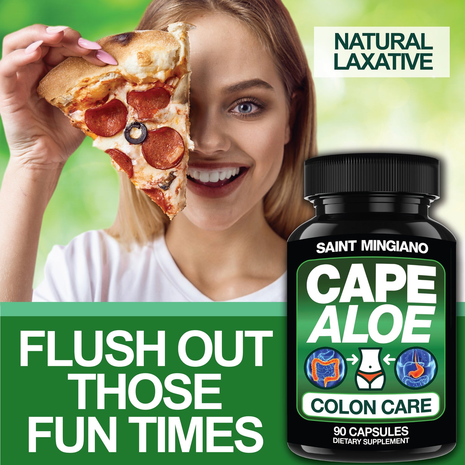 Cape Aloe Colon Cleanse, Detox &amp; Flush - 90 Capsules. Gentle Constipation Relief by Saint Mingiano - Supplements &amp; Wellness Dedicated to Holistic Health