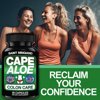 Cape Aloe Colon Cleanse, Detox &amp; Flush - 90 Capsules. Gentle Constipation Relief by Saint Mingiano - Supplements &amp; Wellness Dedicated to Holistic Health