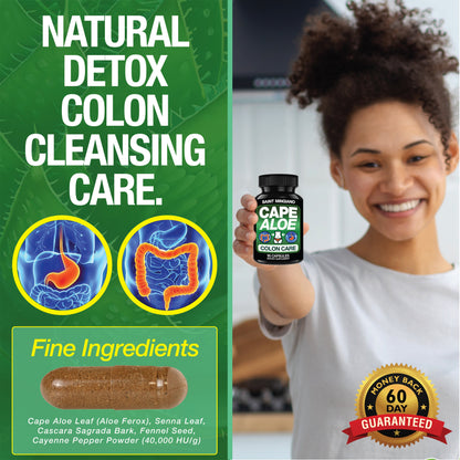 Cape Aloe Colon Cleanse, Detox &amp; Flush - 90 Capsules. Gentle Constipation Relief by Saint Mingiano - Supplements &amp; Wellness Dedicated to Holistic Health