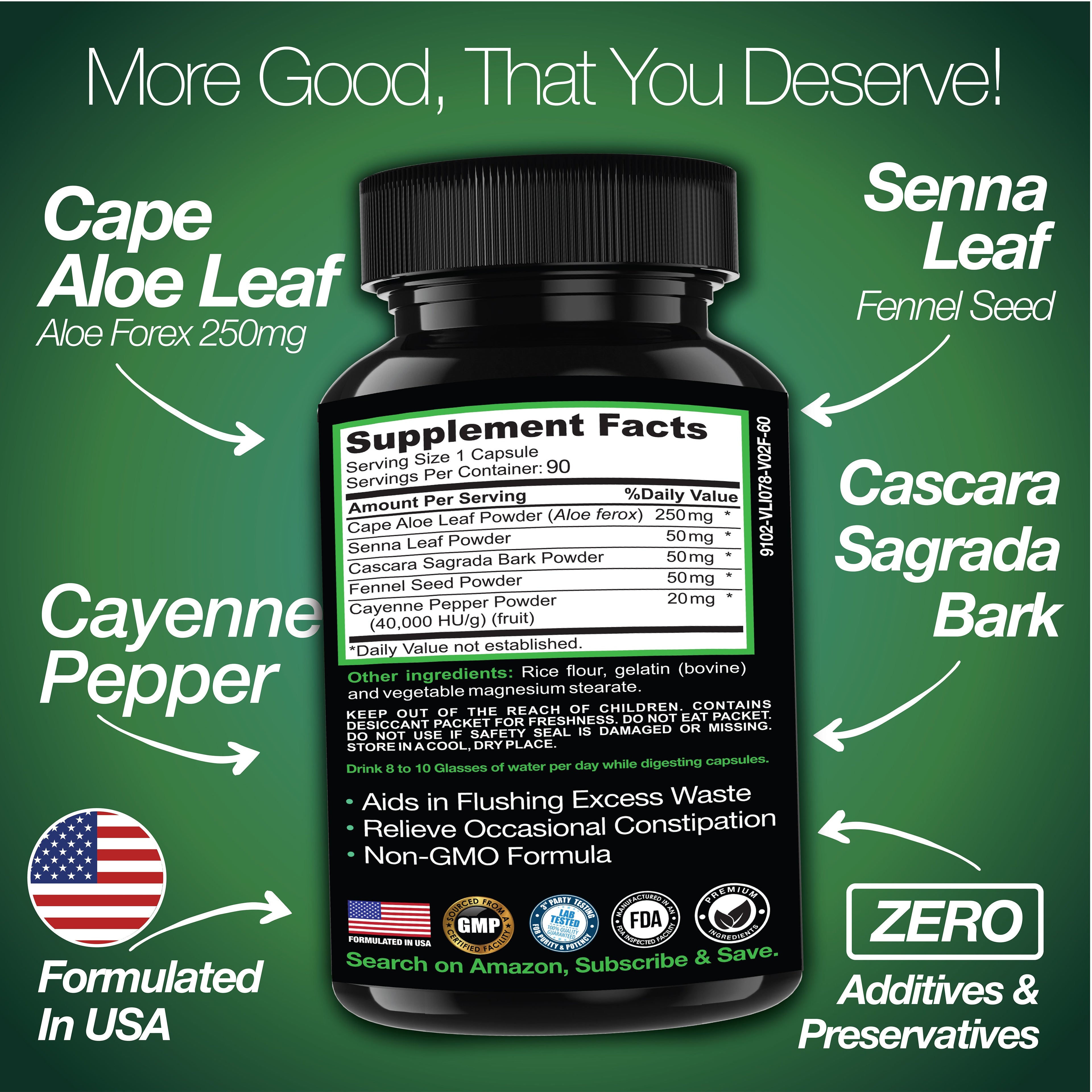 Cape Aloe Colon Cleanse, Detox &amp; Flush - 90 Capsules. Gentle Constipation Relief by Saint Mingiano - Supplements &amp; Wellness Dedicated to Holistic Health