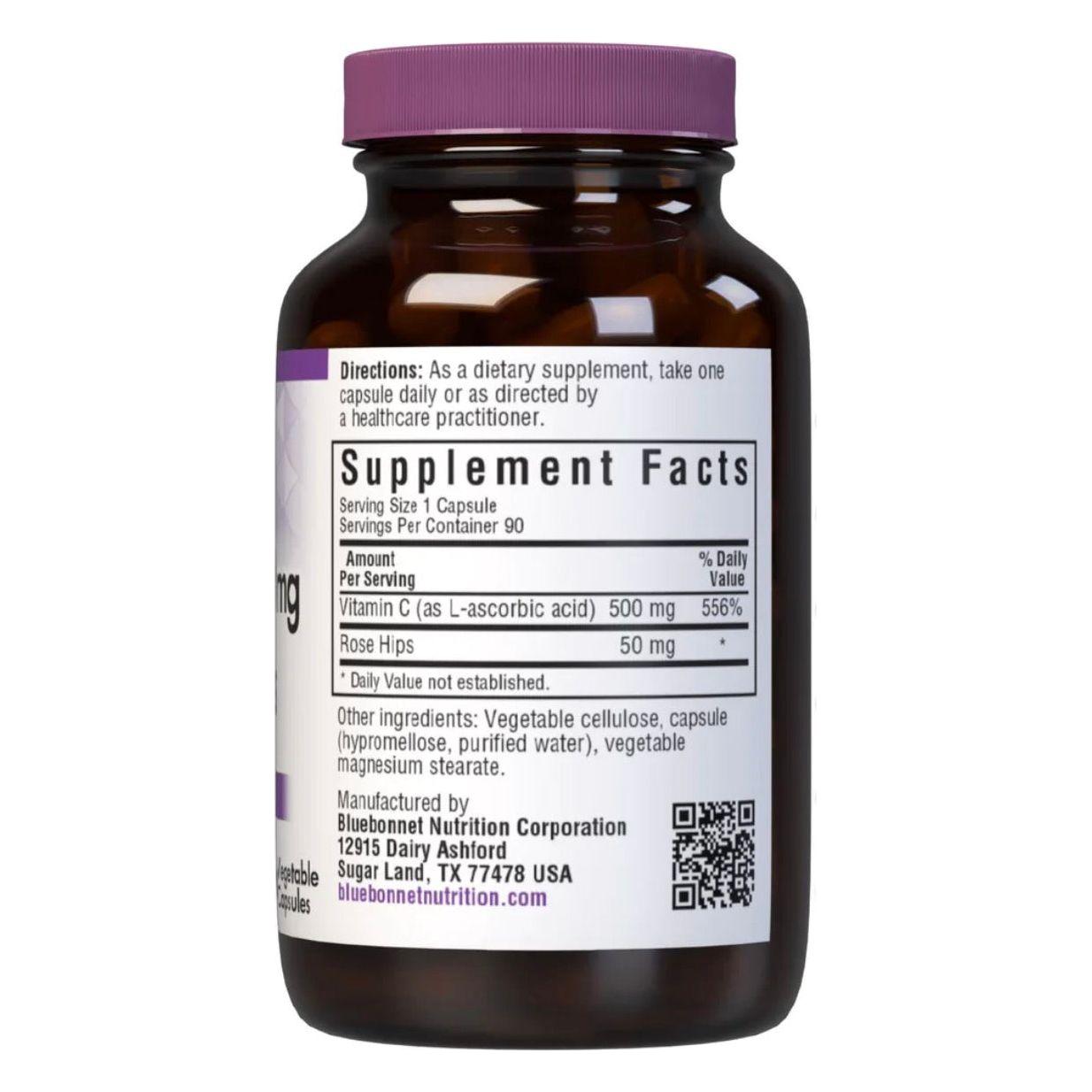 Bluebonnet Kosher Vitamin C-500 mg Plus Rose Hips 90 Vegetable Capsules by Pasteur Pharmacy