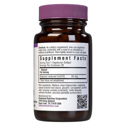 Bluebonnets CellularActive CoQ10 Ubiquinol 50 mg, 30 Vegetarian Softgels by Pasteur Pharmacy