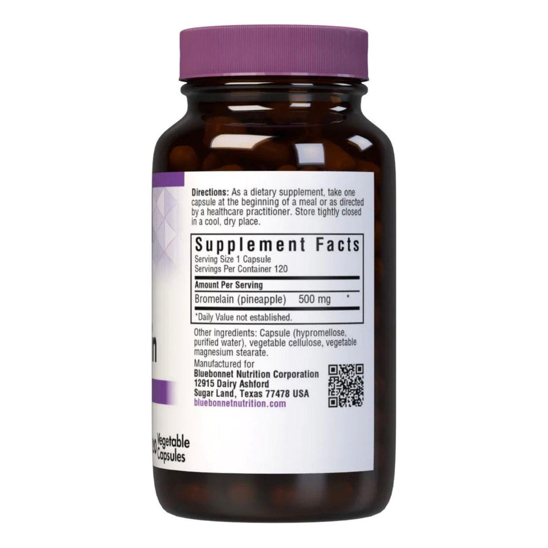 Bluebonnet Super Bromalain 500mg (2400 GDU/gm) 120 Vegetable Capsules by Pasteur Pharmacy