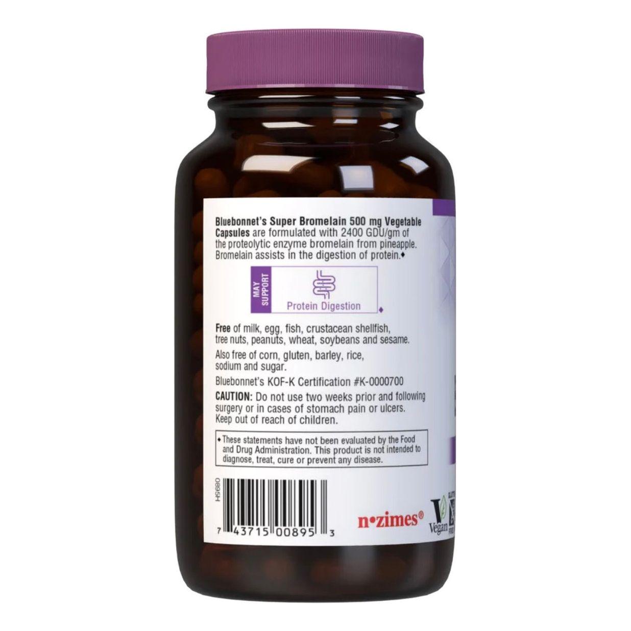 Bluebonnet Super Bromalain 500mg (2400 GDU/gm) 120 Vegetable Capsules by Pasteur Pharmacy