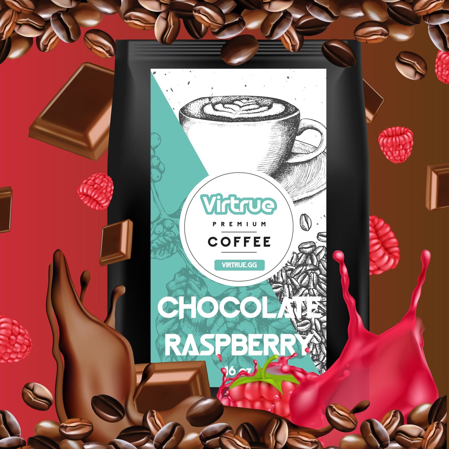 Chocolate Raspberry Flavored Coffee – 16oz | Virtrue Premium by Virtrue