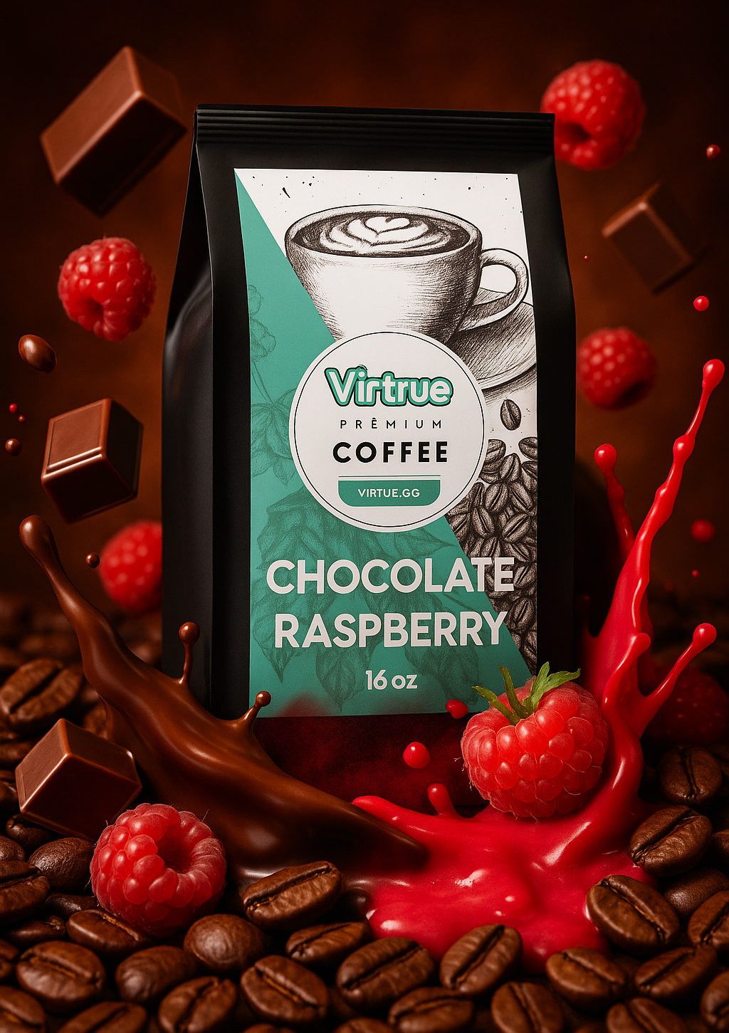 Chocolate Raspberry Flavored Coffee – 16oz | Virtrue Premium by Virtrue
