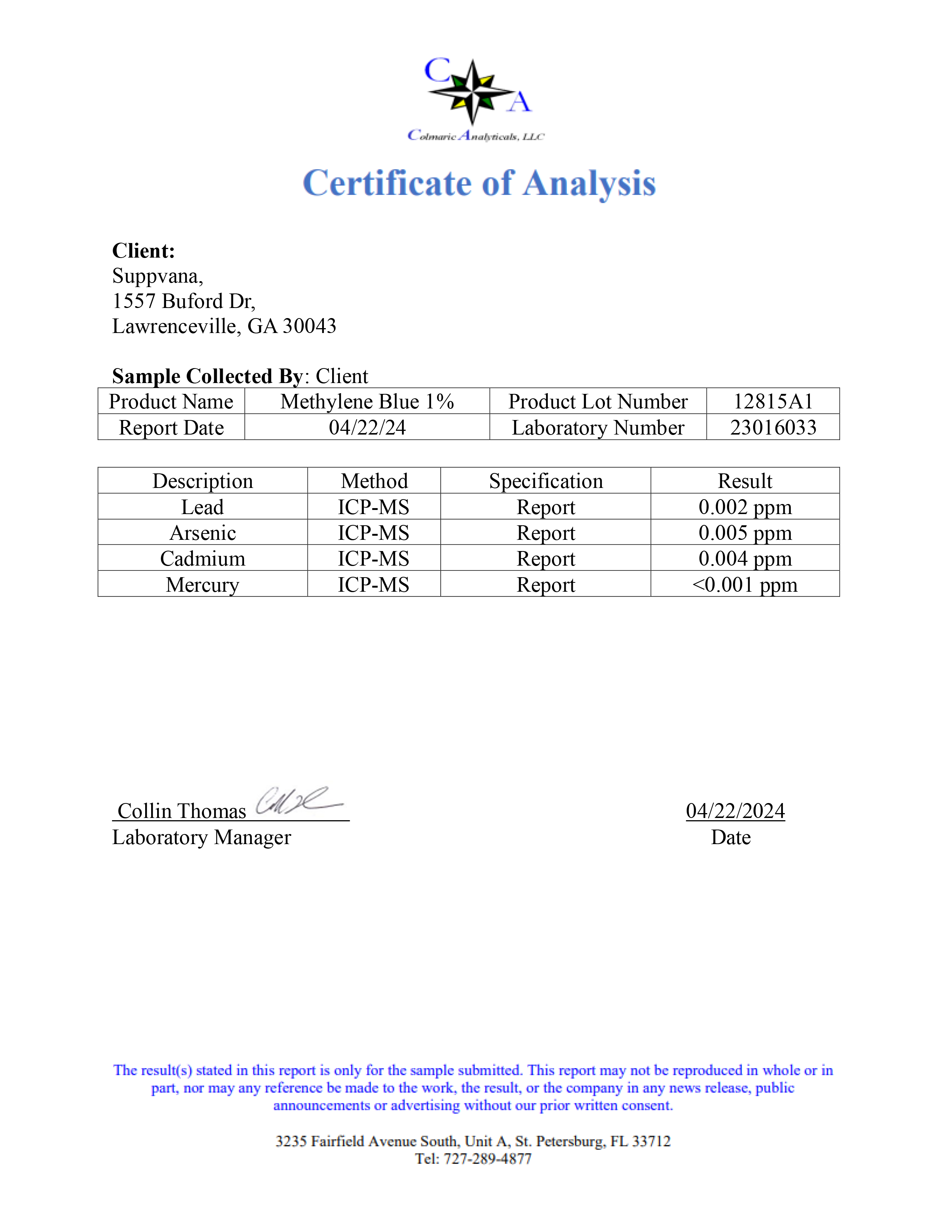 Methylene Blue 1% - USP (Pharmaceutical) Grade - 60ml by LIV