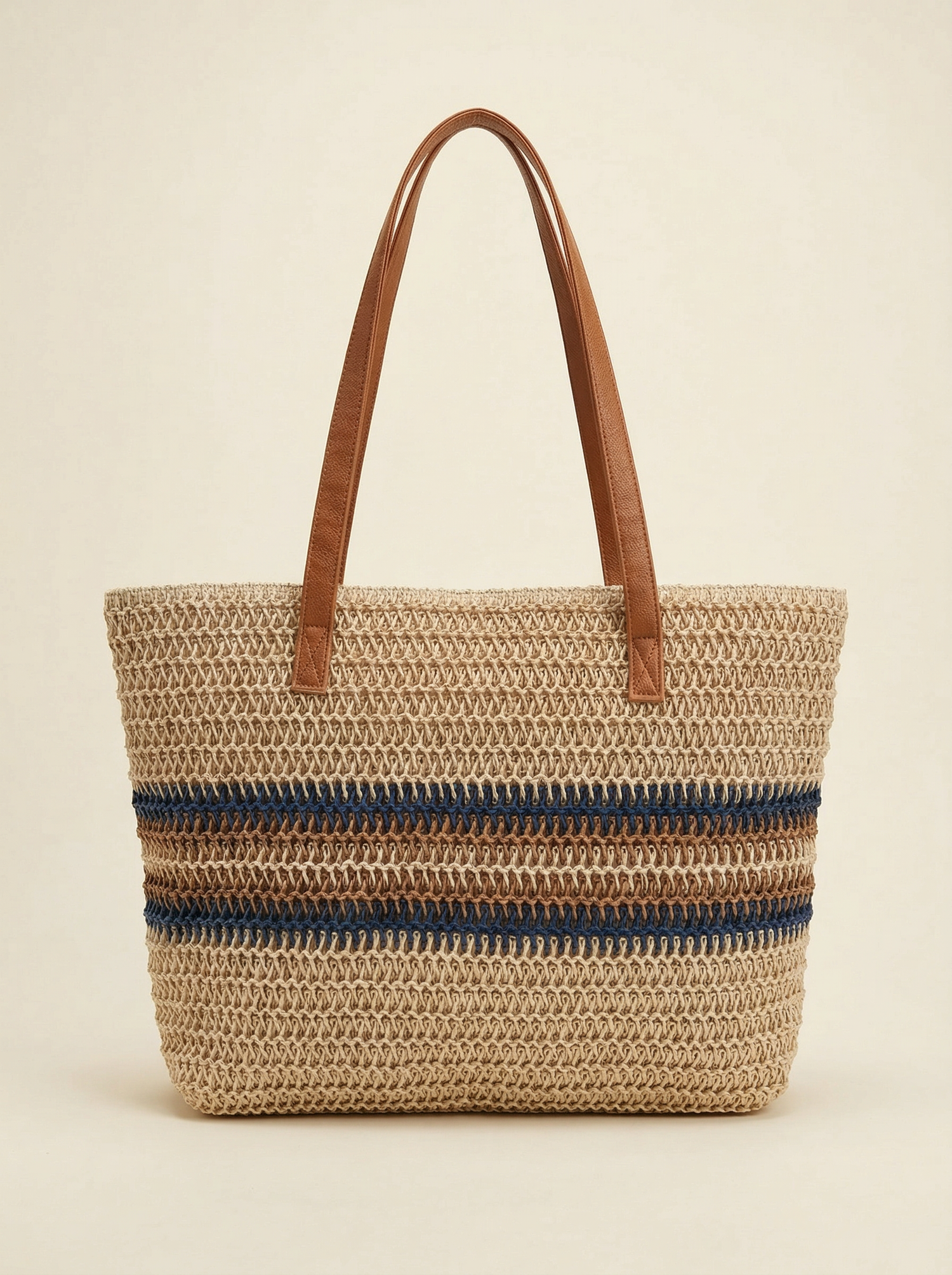 Artisanal Handwoven Stripes Large Tote for Summer Vacation by LINTICO