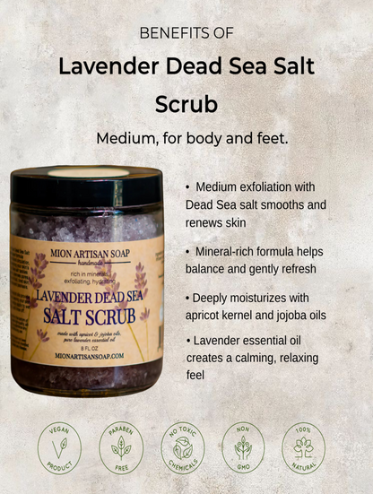 Lavender Dead Sea Salt Scrub | Medium by MION Artisan Soap Co.