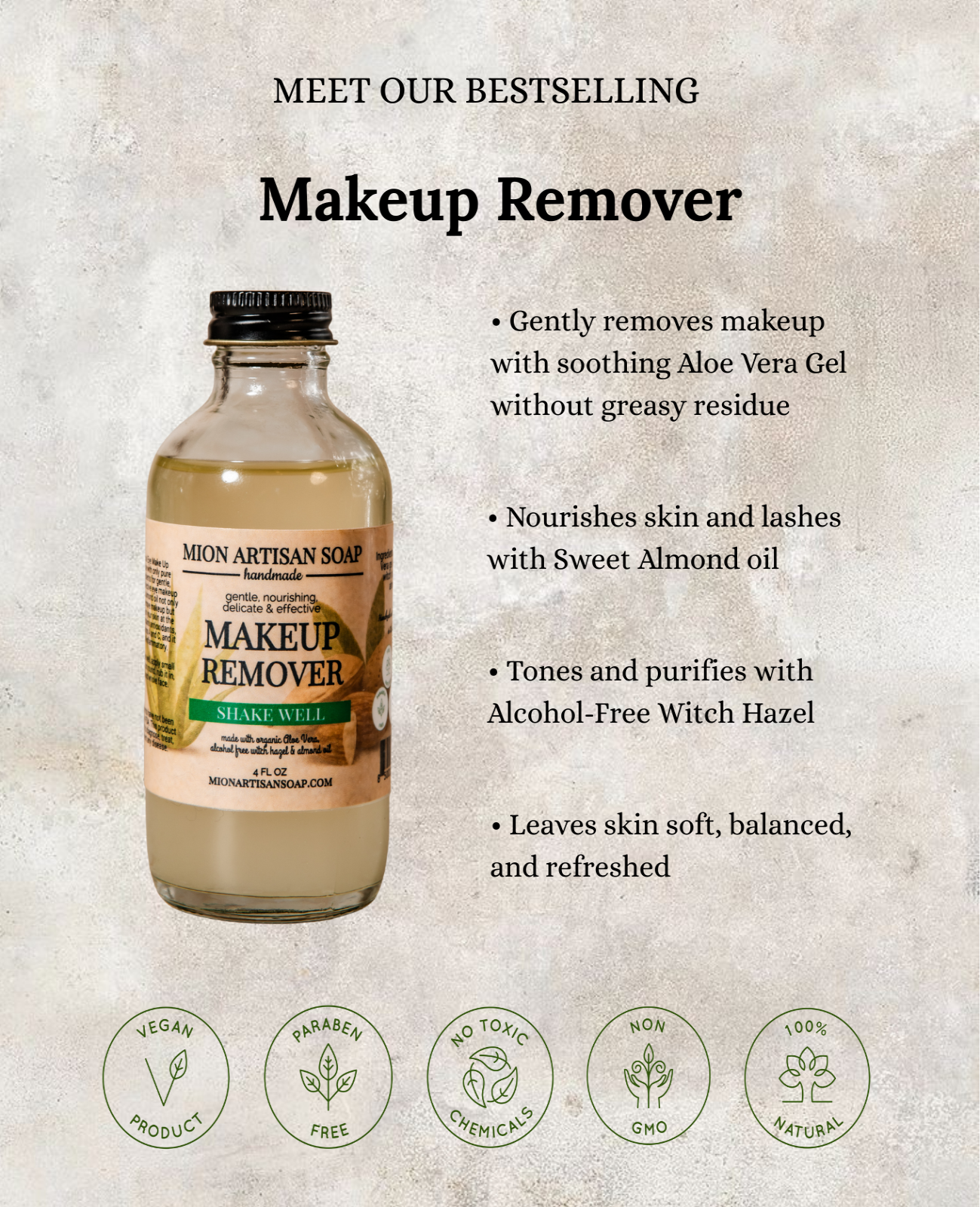 Makeup Remover | Nourishing, Delicate (without greasy residue) by MION Artisan Soap Co.