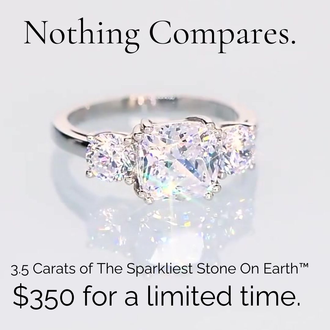 3.5 Carat Sparkala™ Three-Stone Ring (Platinum over Fine Sterling Silver) by Sparkala