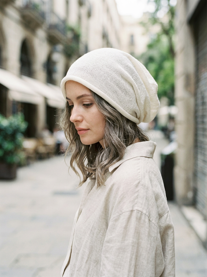 Cotton Linen Slouchy Beanie Lightweight Breathable Casual Hat by LINTICO