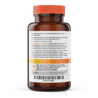 15-in-1 Pre-Probiotics + D3 + Methylfolate capsules - Belly Great by hellohealth