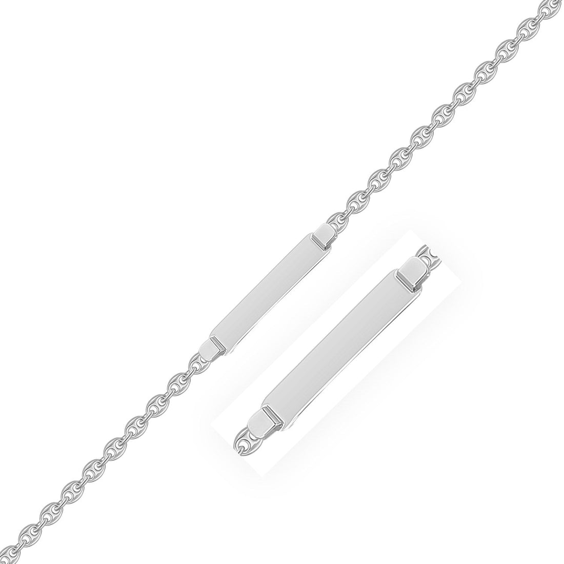 14k White Gold Figaro Chain Fancy Children&