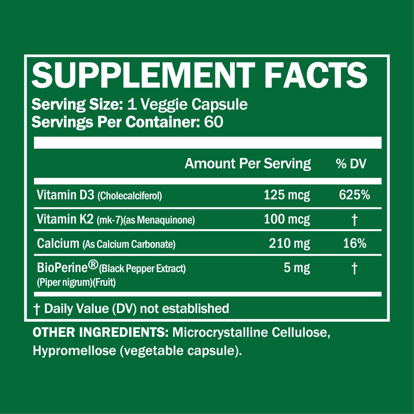 High Potency Vitamin D3 + K2 Supplement 60 Capsules by Healthspan Holistic