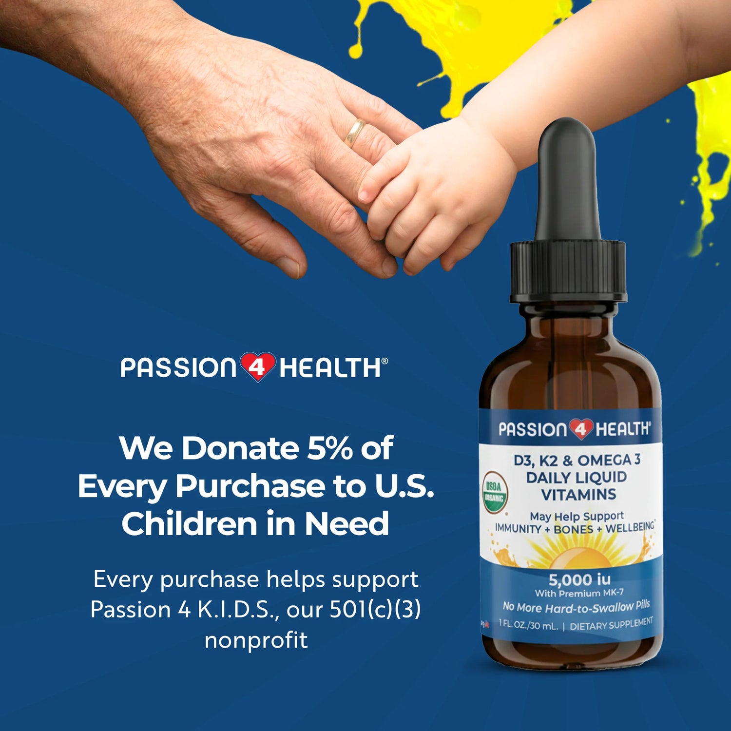 D3, K2 &amp; Omega-3 Daily Liquid Vitamins by Passion 4 Health