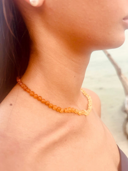 Raw Baltic Amber + Sunflower || Necklace || by CanyonLeaf
