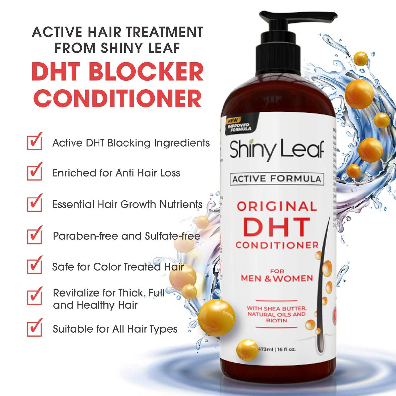 DHT Blocker Hair Loss Conditioner with Castor Oil &amp; Biotin — 16 oz by Shiny Leaf