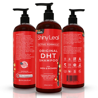 DHT Blocker Anti Hair Loss Shampoo and Conditioner set with Biotin (2 x 16 Oz) by Shiny Leaf