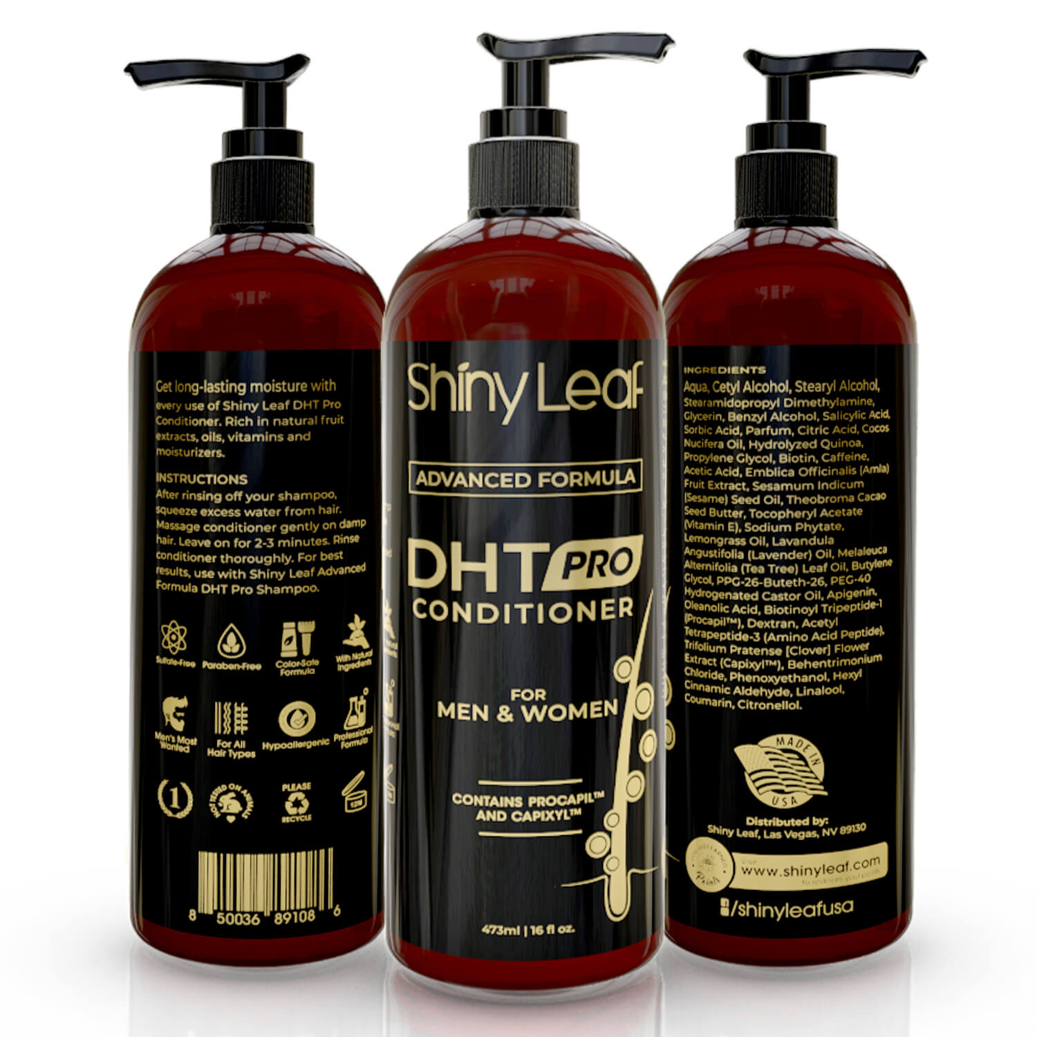 DHT Pro Shampoo and Conditioner with Procapil and Capixyl by Shiny Leaf