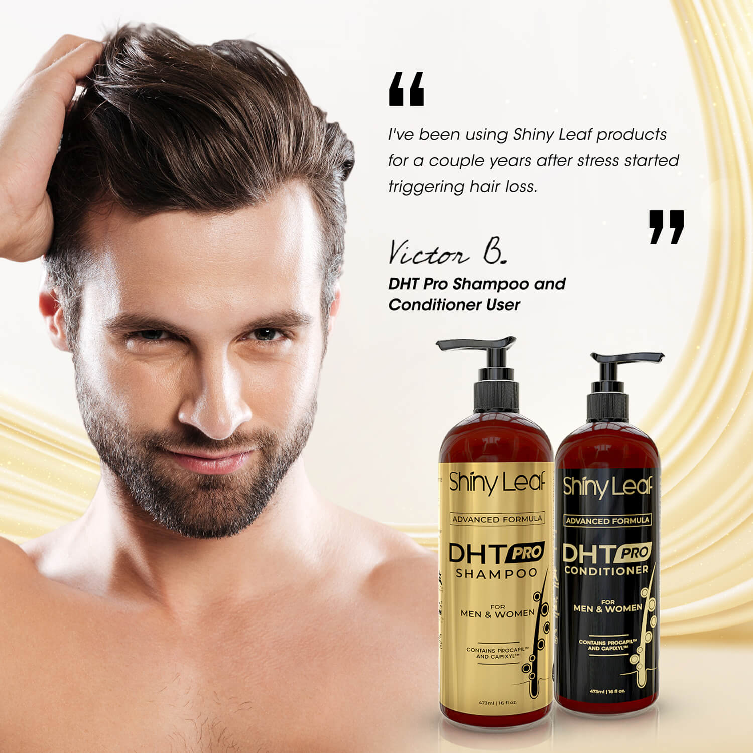 DHT Pro Shampoo and Conditioner with Procapil and Capixyl by Shiny Leaf