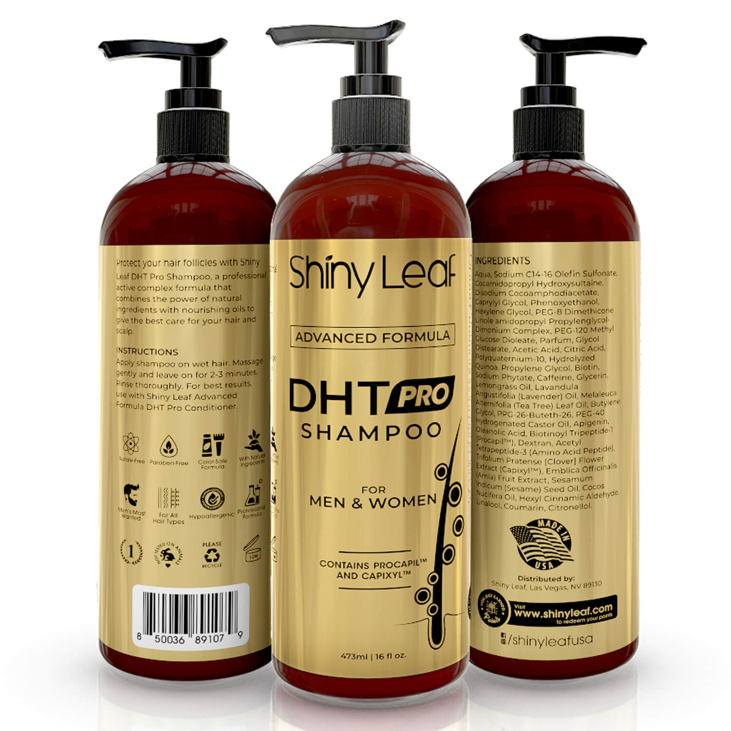 DHT Pro Shampoo and Conditioner with Procapil and Capixyl by Shiny Leaf