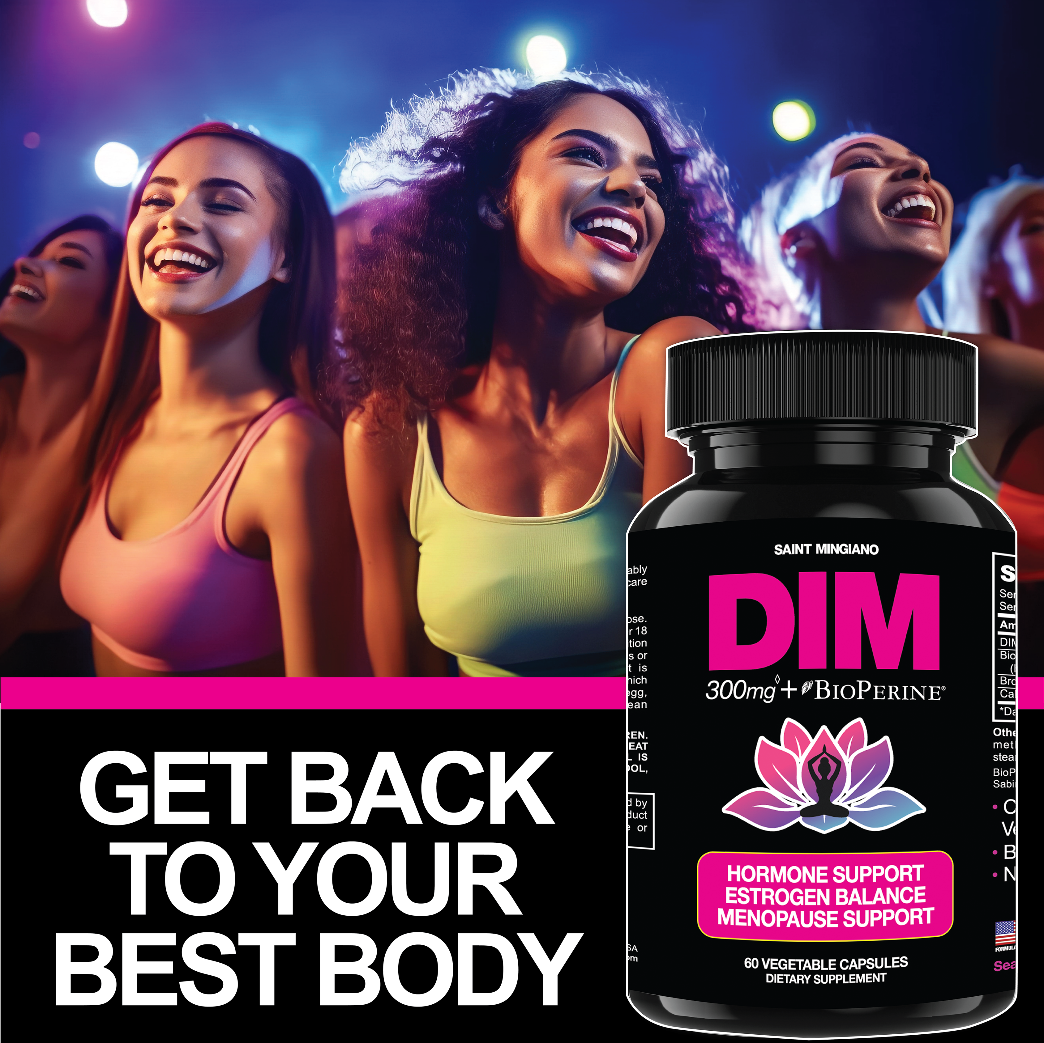 DIM Supplement 300 mg Supplements | Hormone Estrogen and Menopause Balance for Women by Saint Mingiano - Supplements &amp; Wellness Dedicated to Holistic Health
