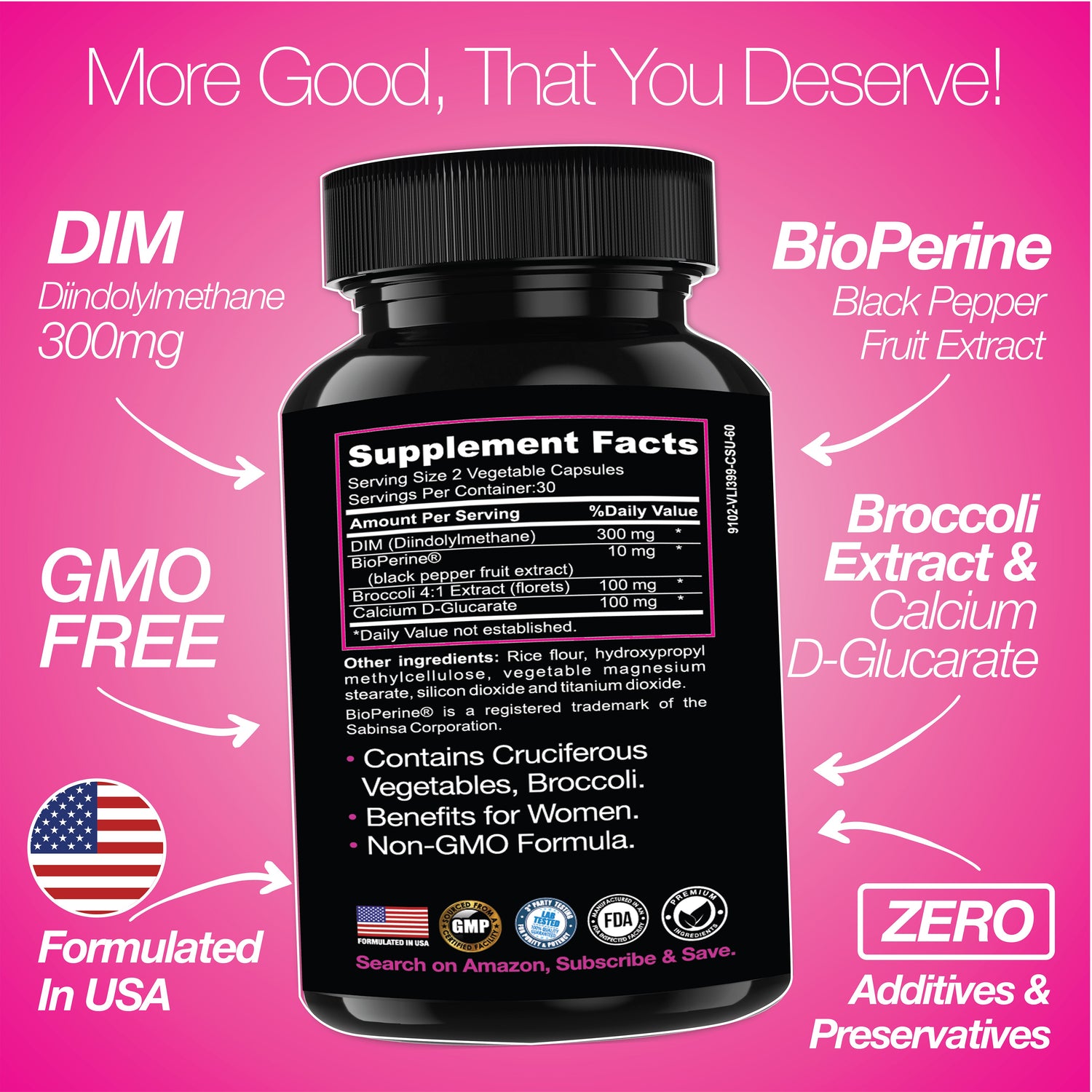 DIM Supplement 300 mg Supplements | Hormone Estrogen and Menopause Balance for Women by Saint Mingiano - Supplements &amp; Wellness Dedicated to Holistic Health