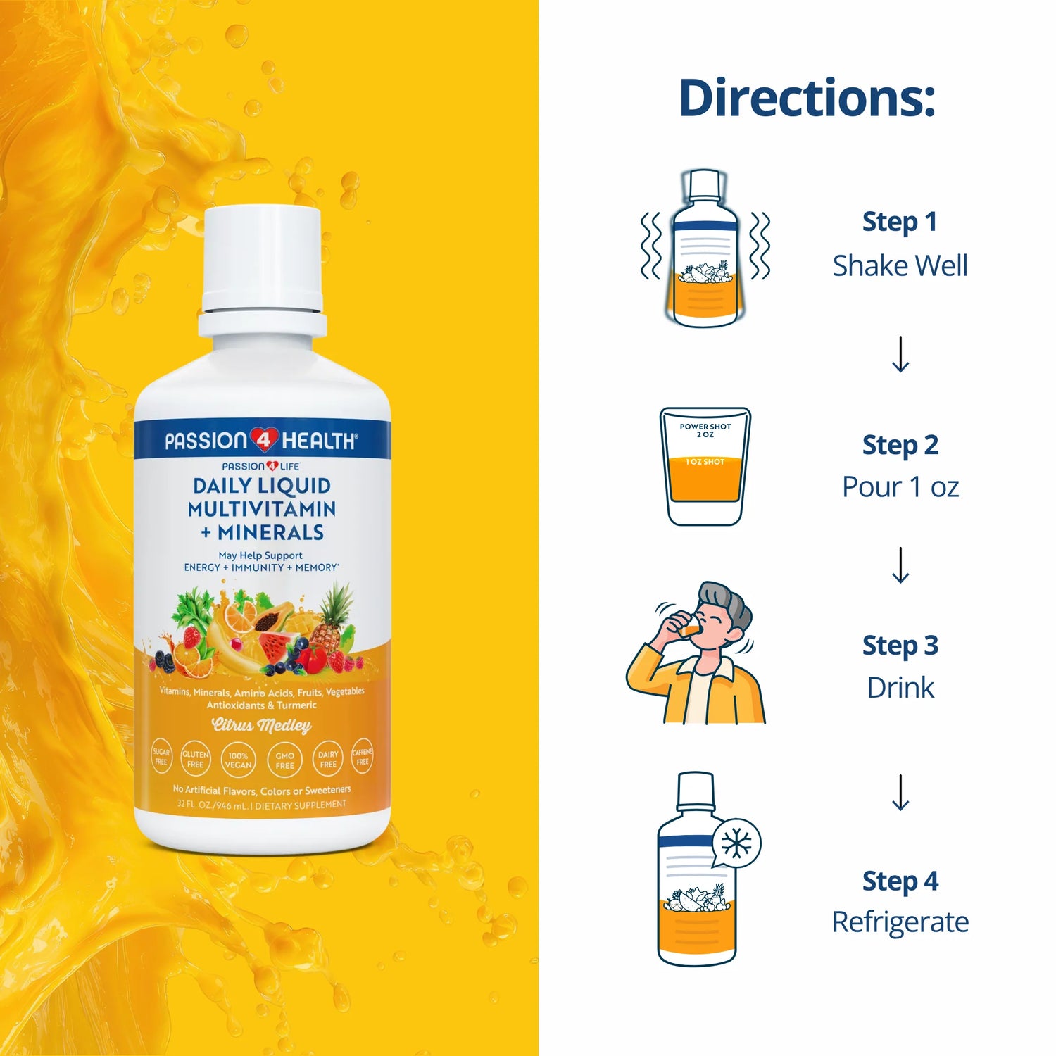Daily Liquid Multivitamin + Minerals by Passion 4 Health