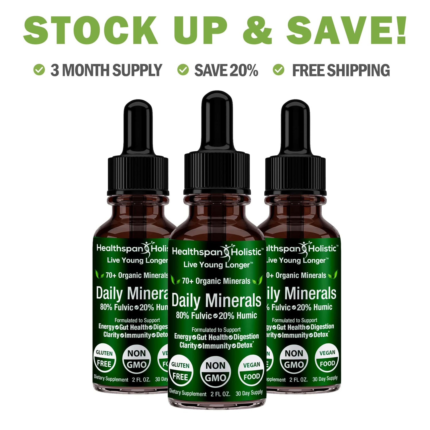 2oz Daily Minerals Fulvic Humic Concentrate by Healthspan Holistic