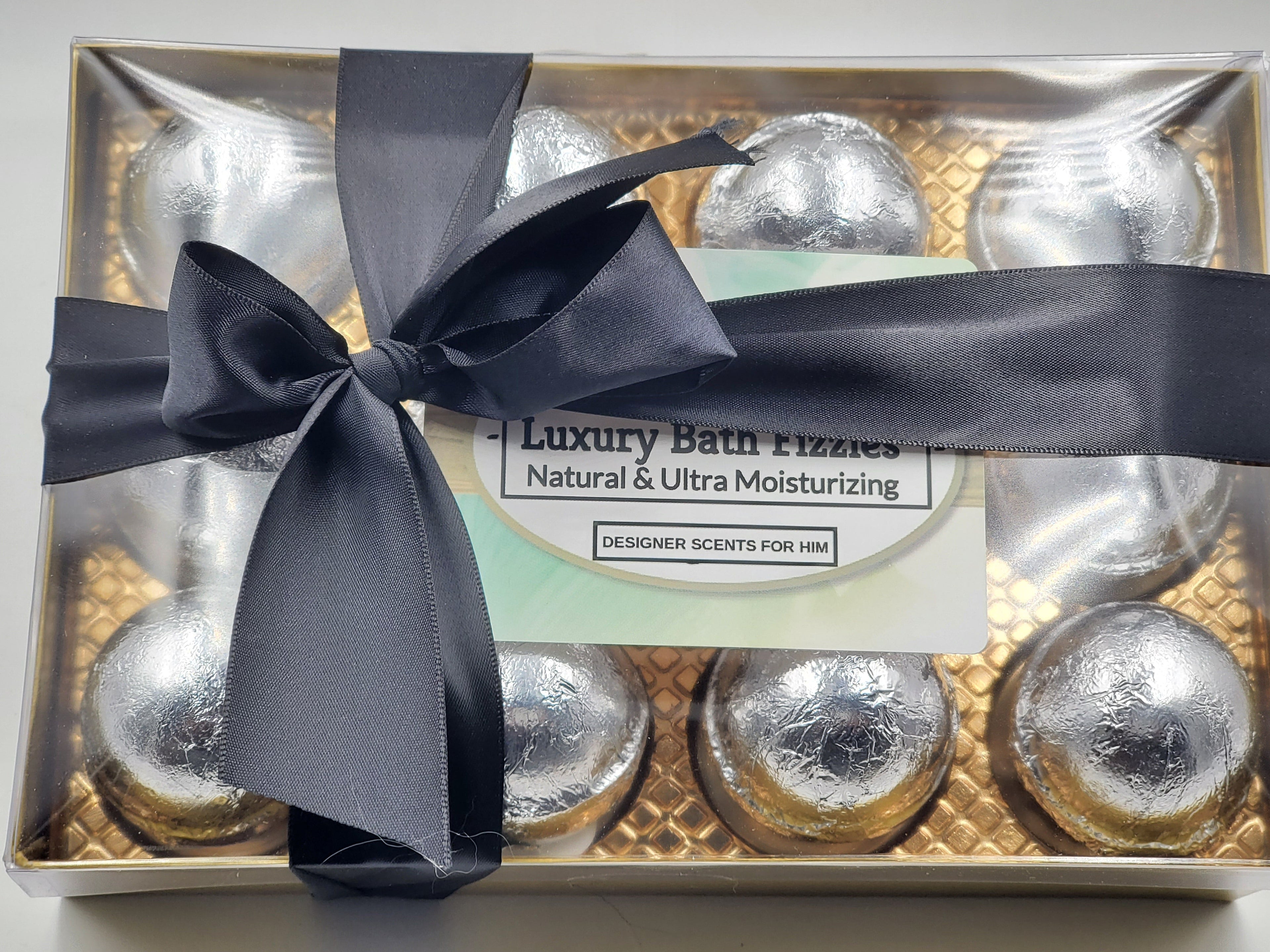 Designer Scents Bath Bomb Gift Set for Men with 12 foil-wrapped 2.5 oz bath bombs, ultra-moisturizing, great for dry skin, makes a nice gift by Spa Pure