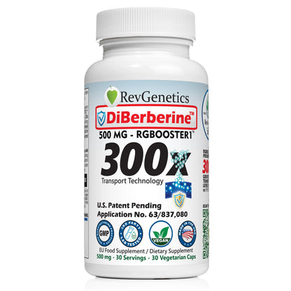 DiBerberine 300x: Dihydro Berberine Enteric + 300x Patent Pending Booster by RevGenetics