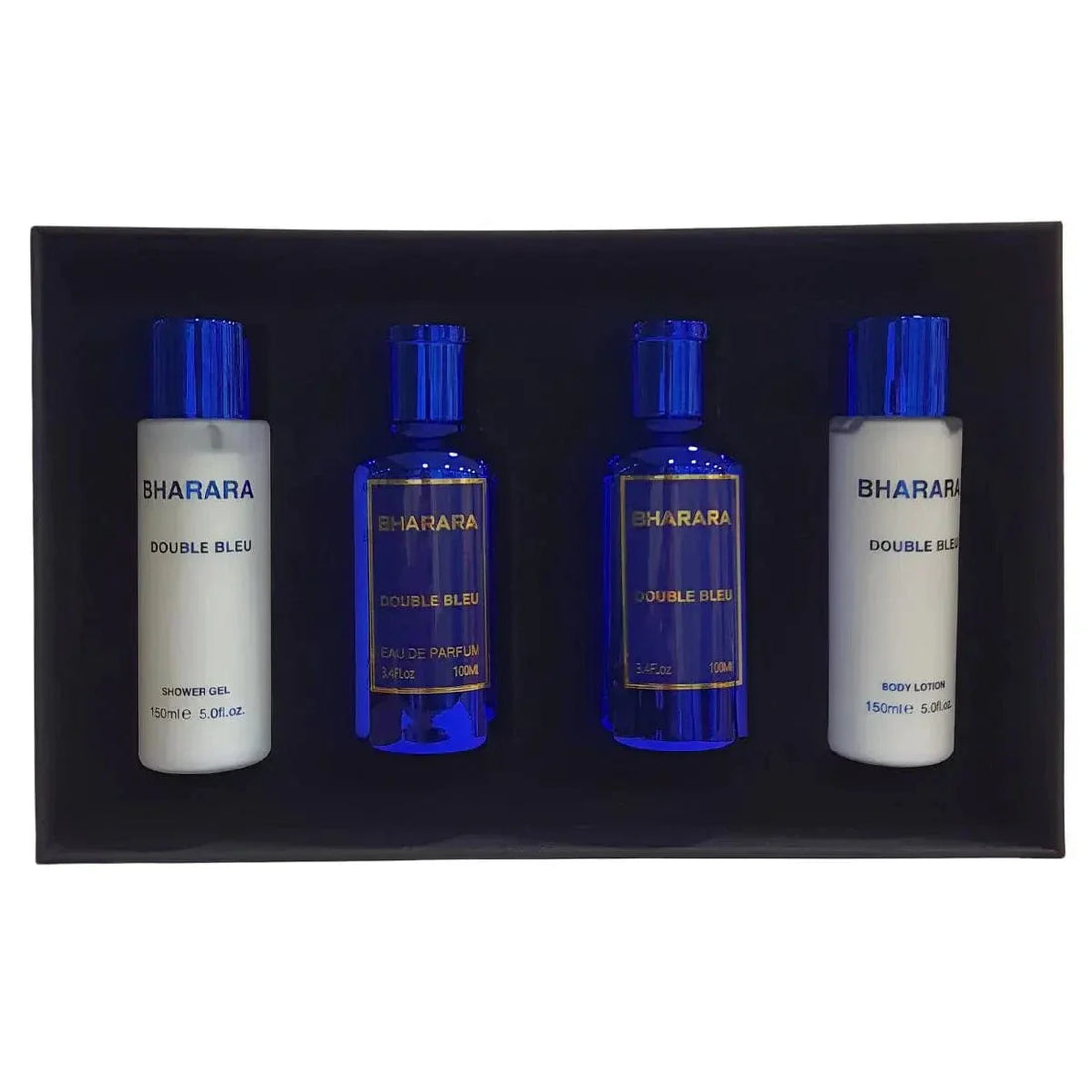 Double Bleu By Bharara Set 4 Pcs For Men EDP 3.4 oz After + Shave + Lotion + Gel by perfumesandrea