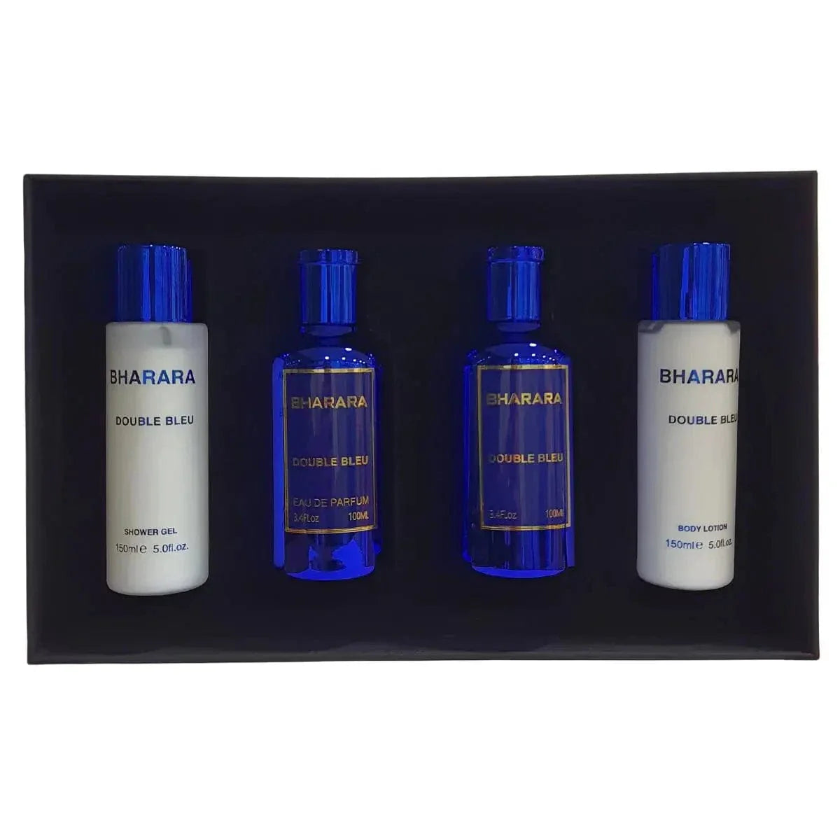 Double Bleu By Bharara Set 4 Pcs For Men EDP 3.4 oz After + Shave + Lotion + Gel by perfumesandrea