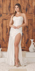 Nox Anabel E1042W Cowl Neck Stretch Bustier Corset Satin Dress by DiscountDressShop