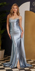 Nox Anabel E1242 Floor Length Fitted Satin Corset Bodice with Slit Gown by DiscountDressShop