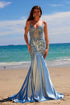 Nox Anabel E1532 Satin Sequin Applique Boned Waist Mermaid Dress by DiscountDressShop