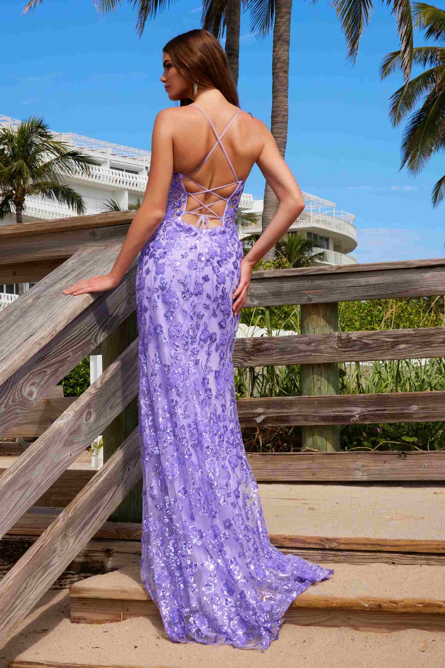 Nox Anabel E1710 Long Dress Fully Beaded Flower Design Sequin Applique A Slit by DiscountDressShop
