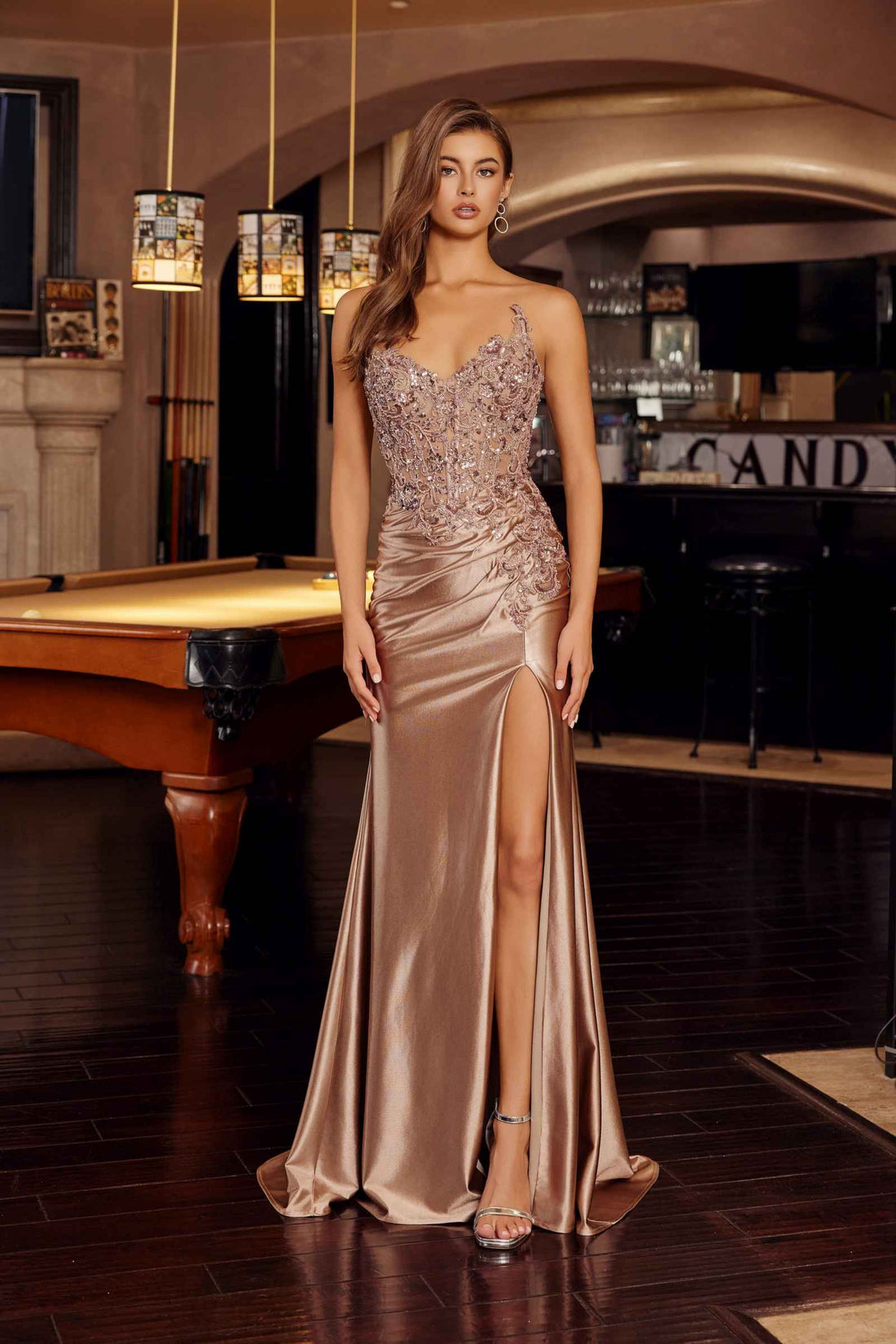 Nox Anabel E1889 Strapless Sweetheart Applique Prom Gown by DiscountDressShop