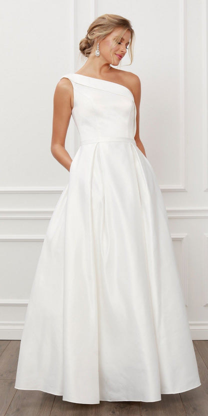 Nox Anabel E469 Elegant One Shoulder Long Satin A-Line Dress by DiscountDressShop