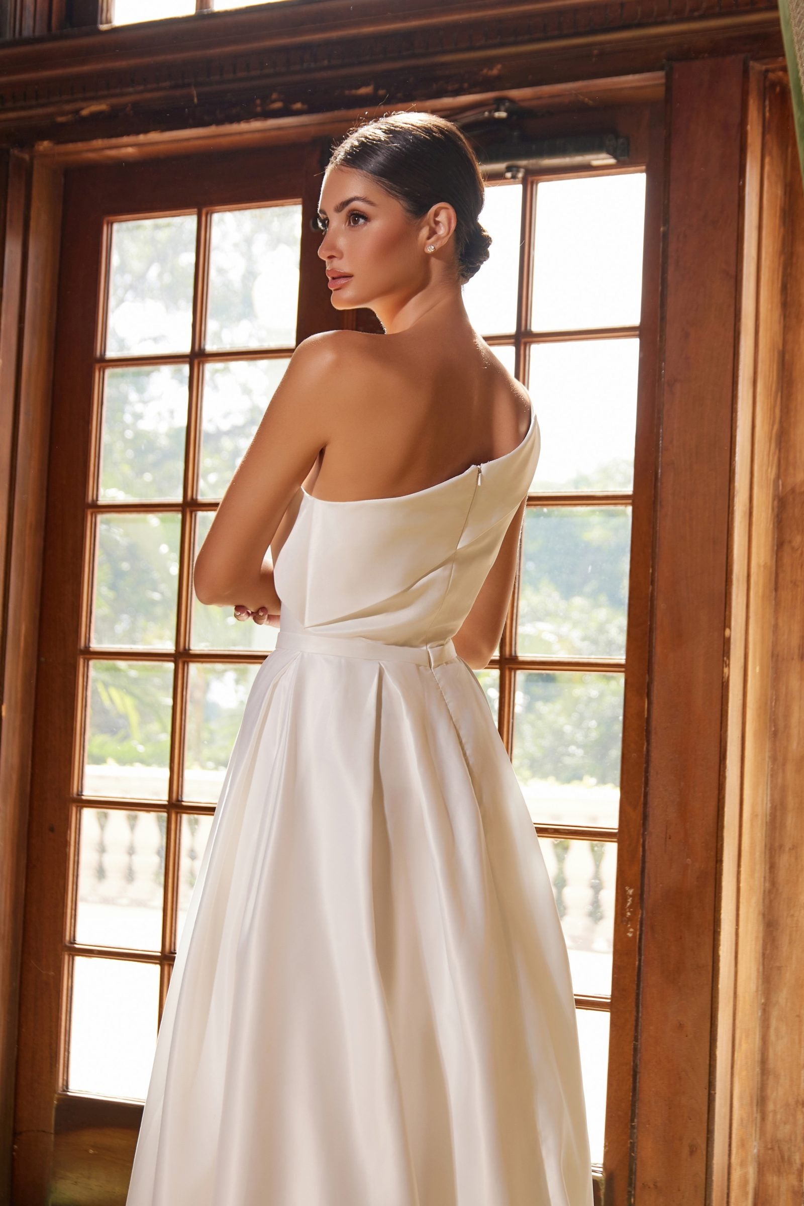 Nox Anabel E469 Elegant One Shoulder Long Satin A-Line Dress by DiscountDressShop