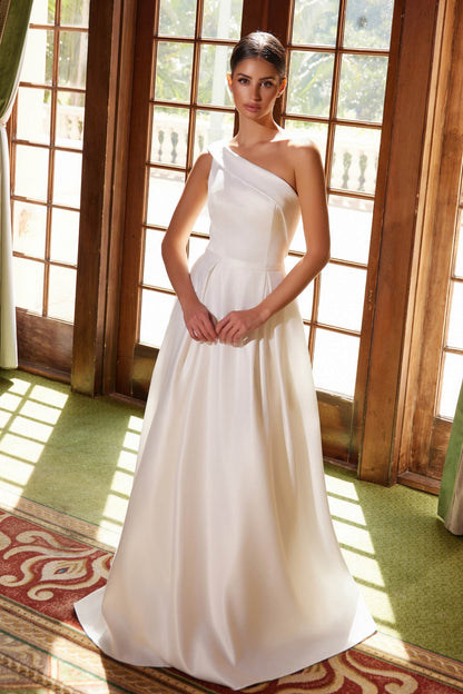 Nox Anabel E469 Elegant One Shoulder Long Satin A-Line Dress by DiscountDressShop
